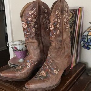 Western corral boots with flowers